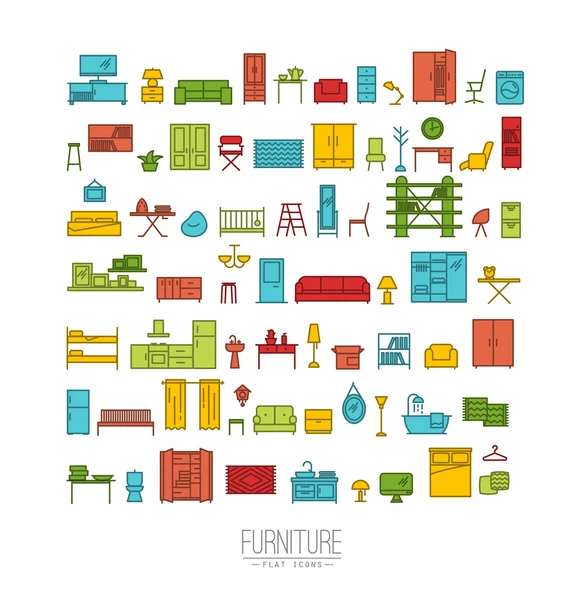 Furniture flat icons — Stock Vector