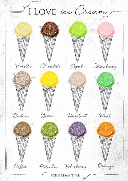 Ice cream menu kraft — Wektor stockowy