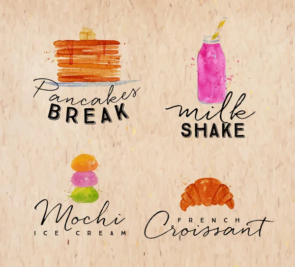 Aquarel label croissant kraft — Stockvector