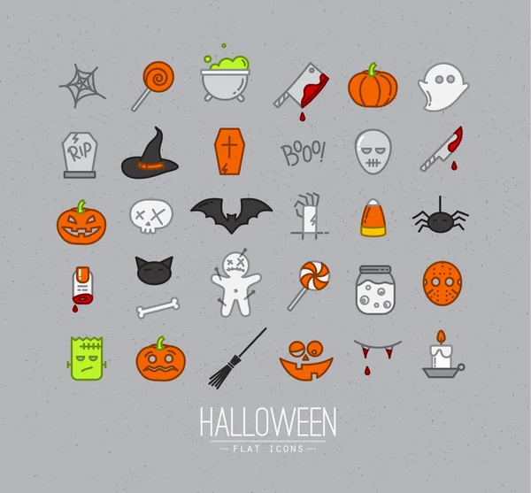 Halloween ícones planos temáticos —  Vetores de Stock