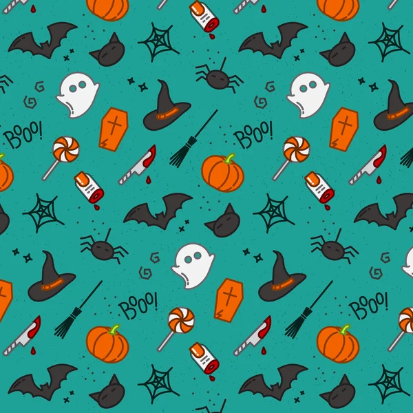 Halloween tema padrão sem costura — Vetor de Stock