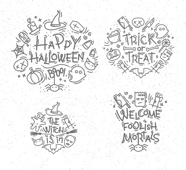 Monogrammes plats à thème Halloween — Image vectorielle