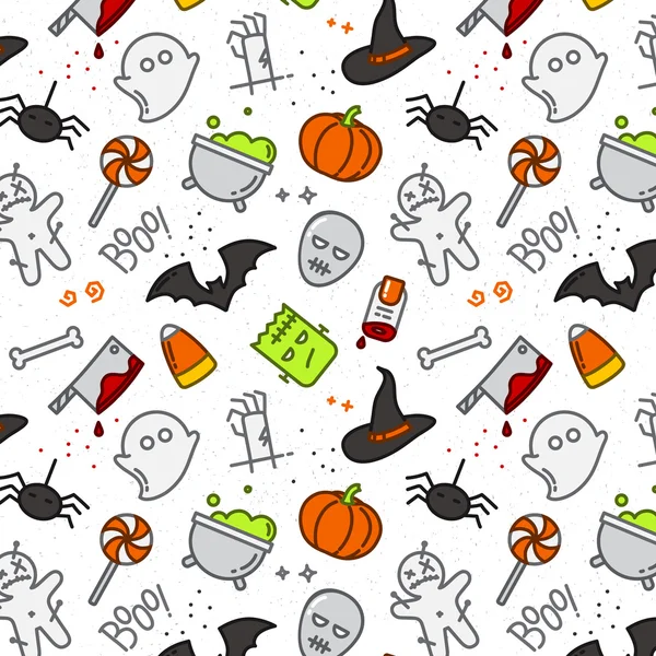 Halloween tema padrão sem costura —  Vetores de Stock