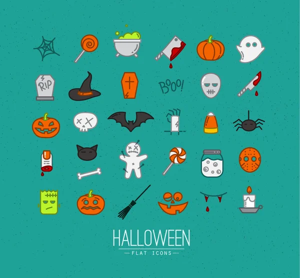 Icone piatte a tema Halloween — Vettoriale Stock