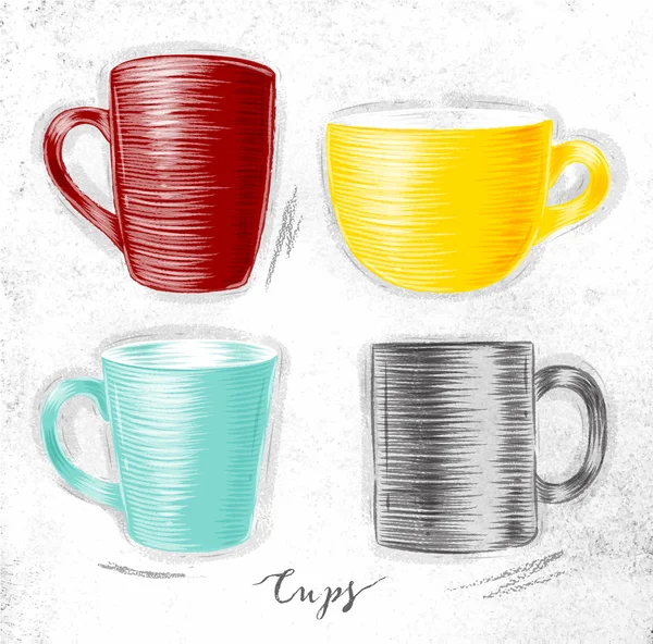 Set tazas color — Archivo Imágenes Vectoriales