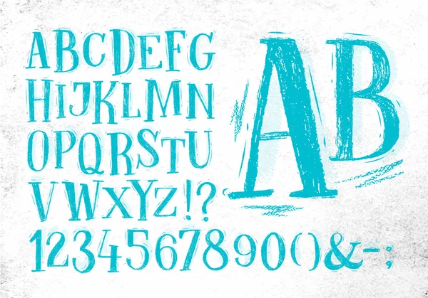 Bleistiftschrift blaues Alphabet — Stockvektor