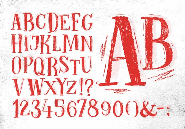 Bleistiftschrift rotes Alphabet — Stockvektor