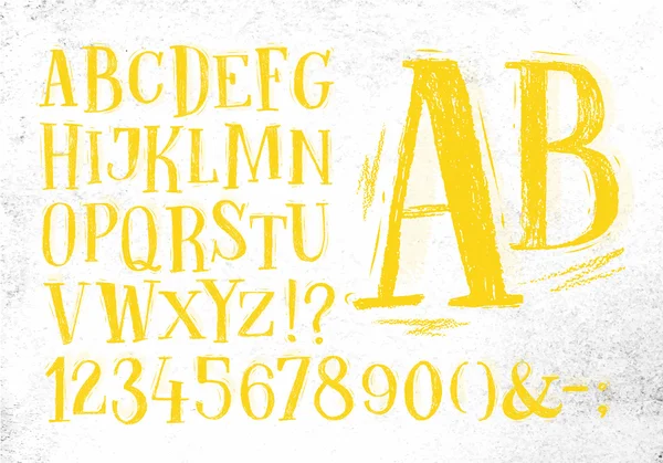 Lápiz fuente alfabeto amarillo — Archivo Imágenes Vectoriales