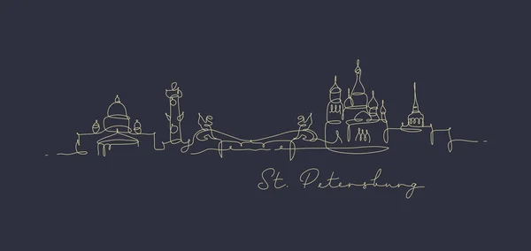 Ciudad Silueta Petersburg Pluma Línea Estilo Dibujo Con Líneas Negras — Vector de stock