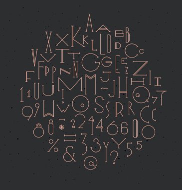 Sanat deco alfabesi çizimi koyu arkaplanda deco biçimi