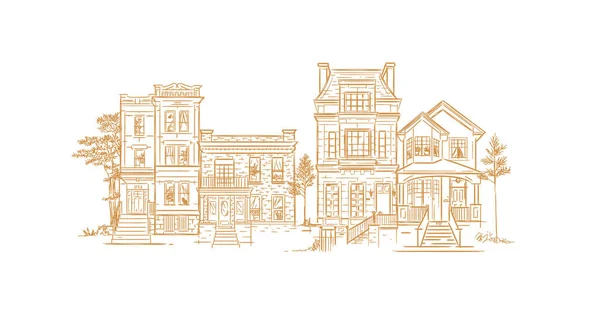 Dessin Illustration Maison Dans Style Vintage Ancienne — Image vectorielle