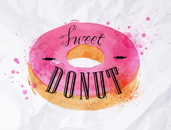 Affiche aquarelle Donut — Image vectorielle