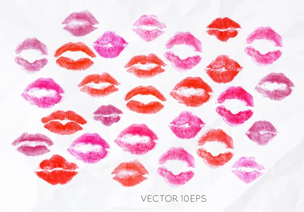 Lippenstiftkuss setzen — Stockvektor