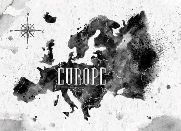 Carta dell'Europa dell'inchiostro — Vettoriale Stock