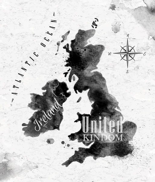 Inkt Verenigd Koninkrijk en Schotland kaart — Stockvector