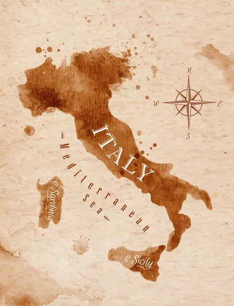 Retro İtalya Haritası — Stok Vektör
