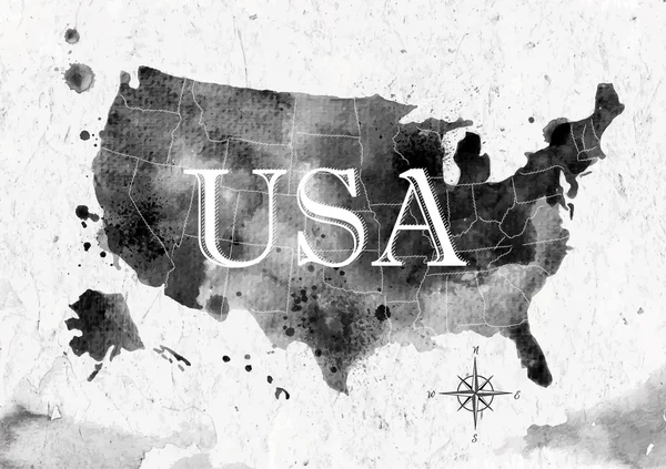 Carta geografica Ink Stati Uniti — Vettoriale Stock