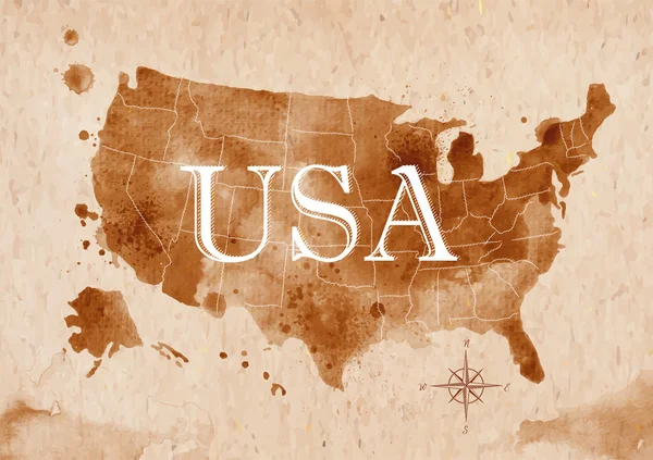 Karte Vereinigte Staaten retro — Stockvektor