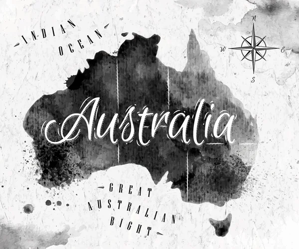 Tinta Australia mapa — Vector de stock