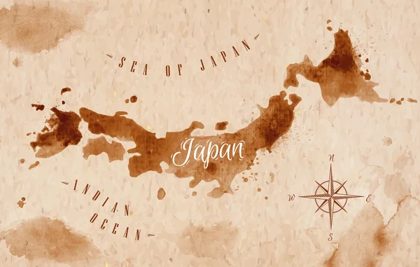 แผนที่ ญี่ปุ่น รีโทร — ภาพเวกเตอร์สต็อก