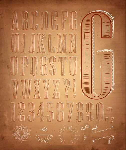 Винтажные буквы шрифта ретро — стоковый вектор