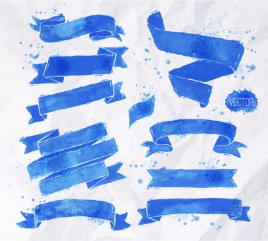 Watercolors ribbons blue clipart