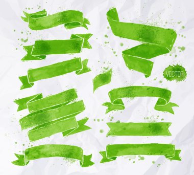 Watercolors ribbons green clipart