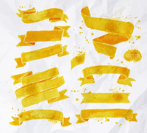 Acuarelas cintas amarillas — Archivo Imágenes Vectoriales