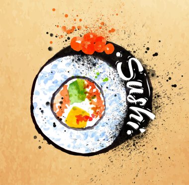 Suşi poster suluboya