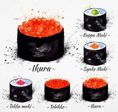 Sushi watercolor Maki clipart