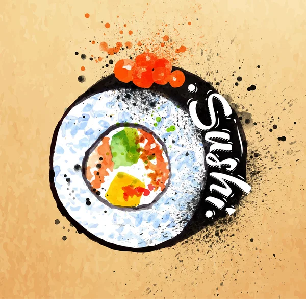 Sushi-Poster Aquarell — Stockvektor