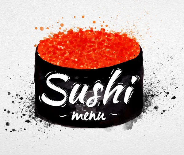 Sushi menyn affisch akvarell — Stock vektor