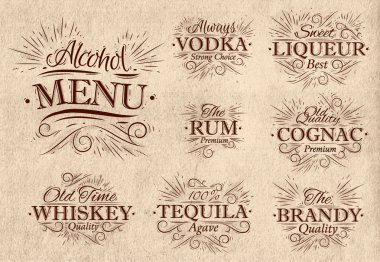 Set alkol menü retro