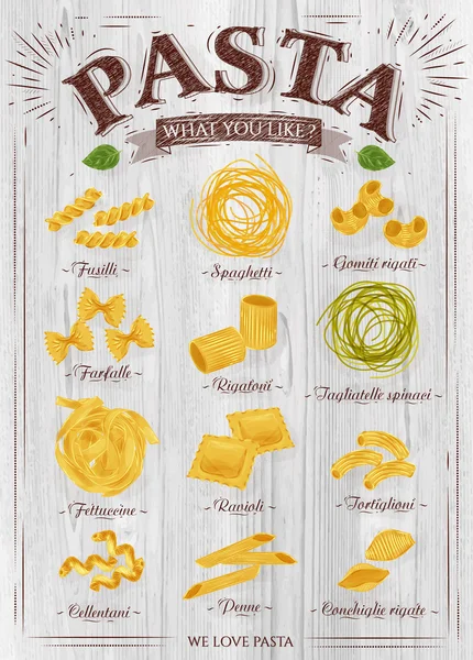 Póster pasta madera — Vector de stock