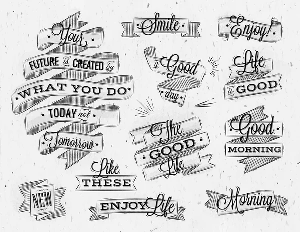 Ribbons vintage lettering — Stock Vector