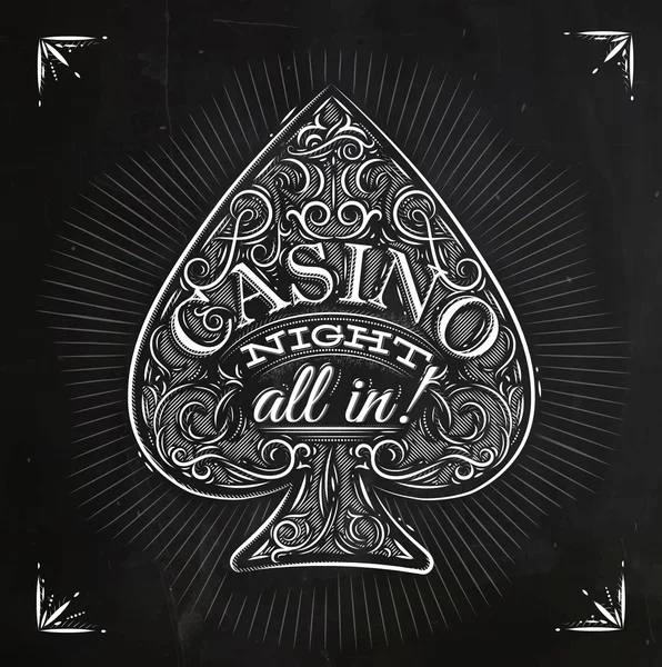 Spades casino night chalk Stock Vector