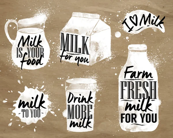 Mleko symboliczny rysunek kraft — Wektor stockowy