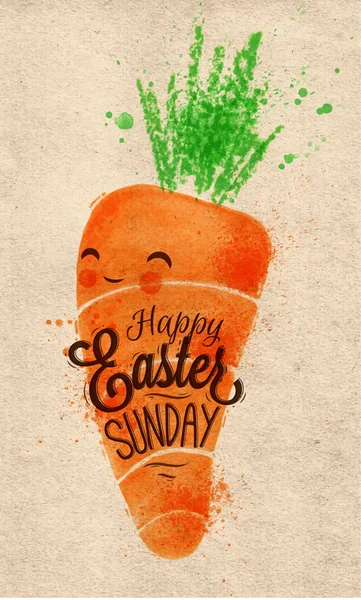 Bonne affiche de carotte de Pâques kraft — Image vectorielle