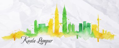 Silhouette watercolor Kuala Lumpur clipart