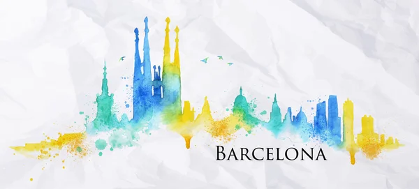 Silhouette Aquarell barcelona — Stockvektor