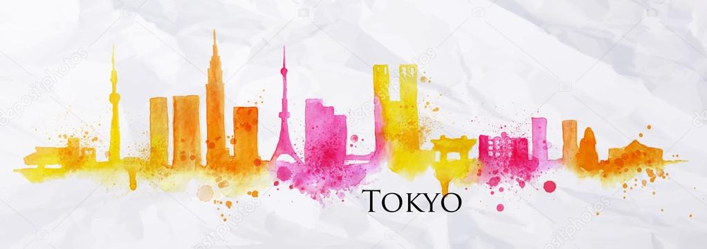 Silhouette watercolor Tokyo