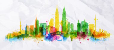 Siluet bindirme şehir Kuala Lumpur