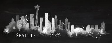 Silhouette chalk Seattle clipart