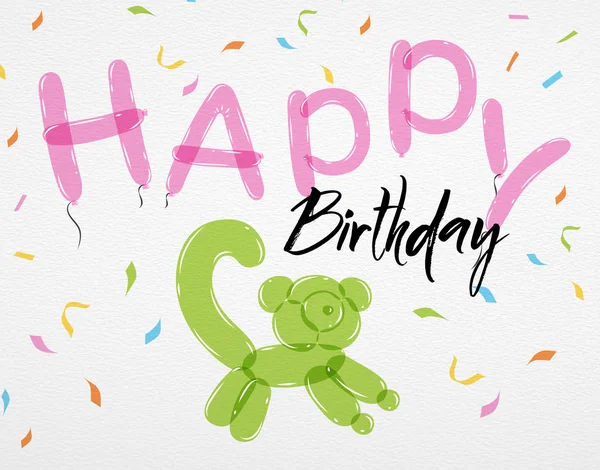 Karta szczęśliwy urodziny balony lemur — Wektor stockowy