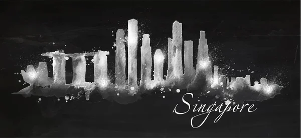Craie de silhouette Singapour — Image vectorielle