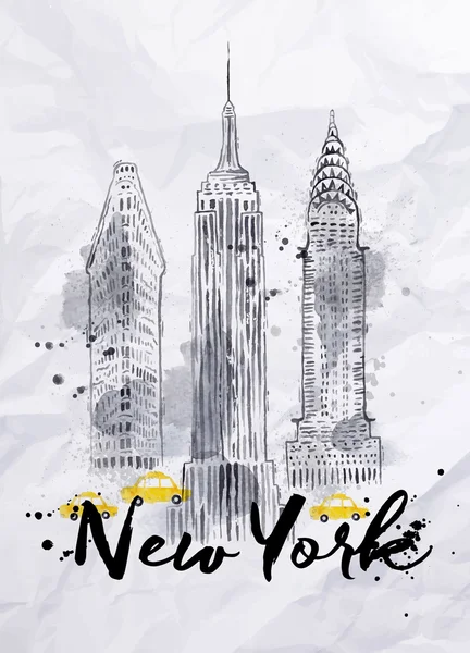 Watercolor New York buildings Royalty Free Stock Vectors