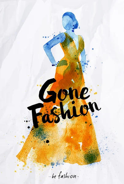 Watercolor poster lettering gone fashion — Stock Vector