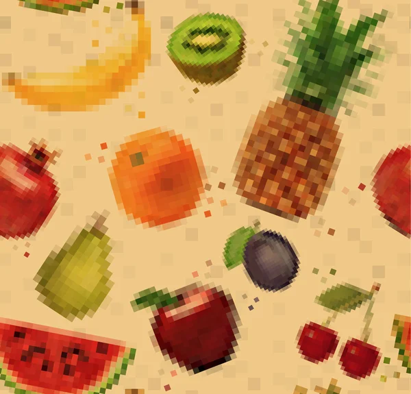 Modello pixel frutti kraft — Vettoriale Stock