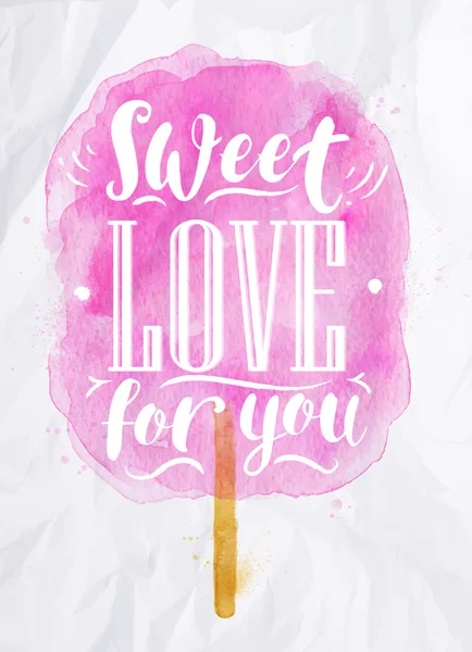 Algodón dulce dulce amor — Vector de stock