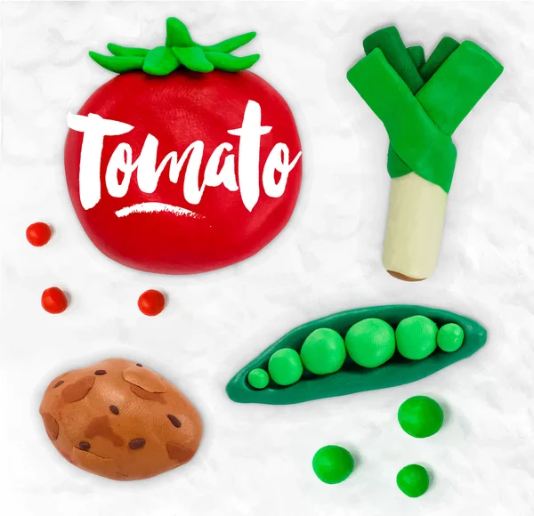 Tomate de vegetais de plasticina —  Vetores de Stock